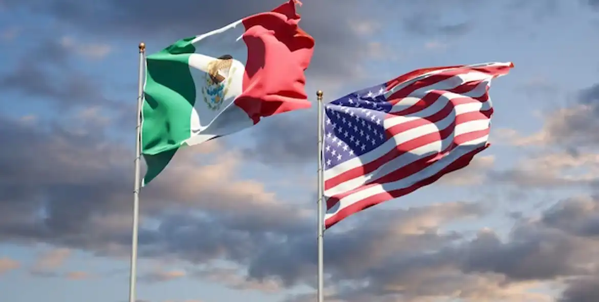 Banderas de México y Estados Unidos