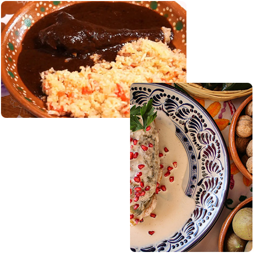 Collage mole y chile en nogada