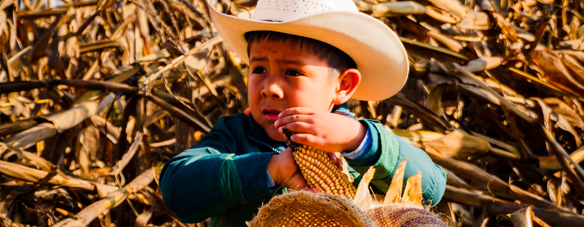 Niño con una mazorca